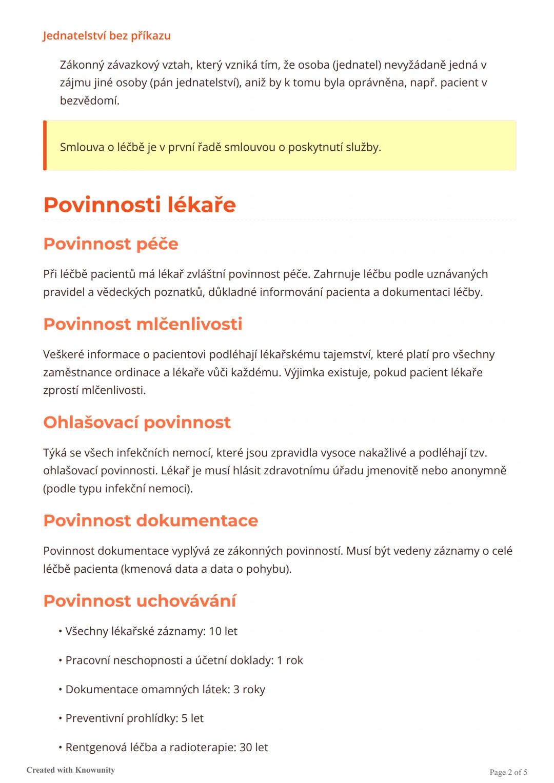 # Smlouva o léčbě

Přehled právních aspektů smlouvy o léčbě mezi lékařem a pacientem, včetně povinností
obou stran, práv pacienta a odpovědn
