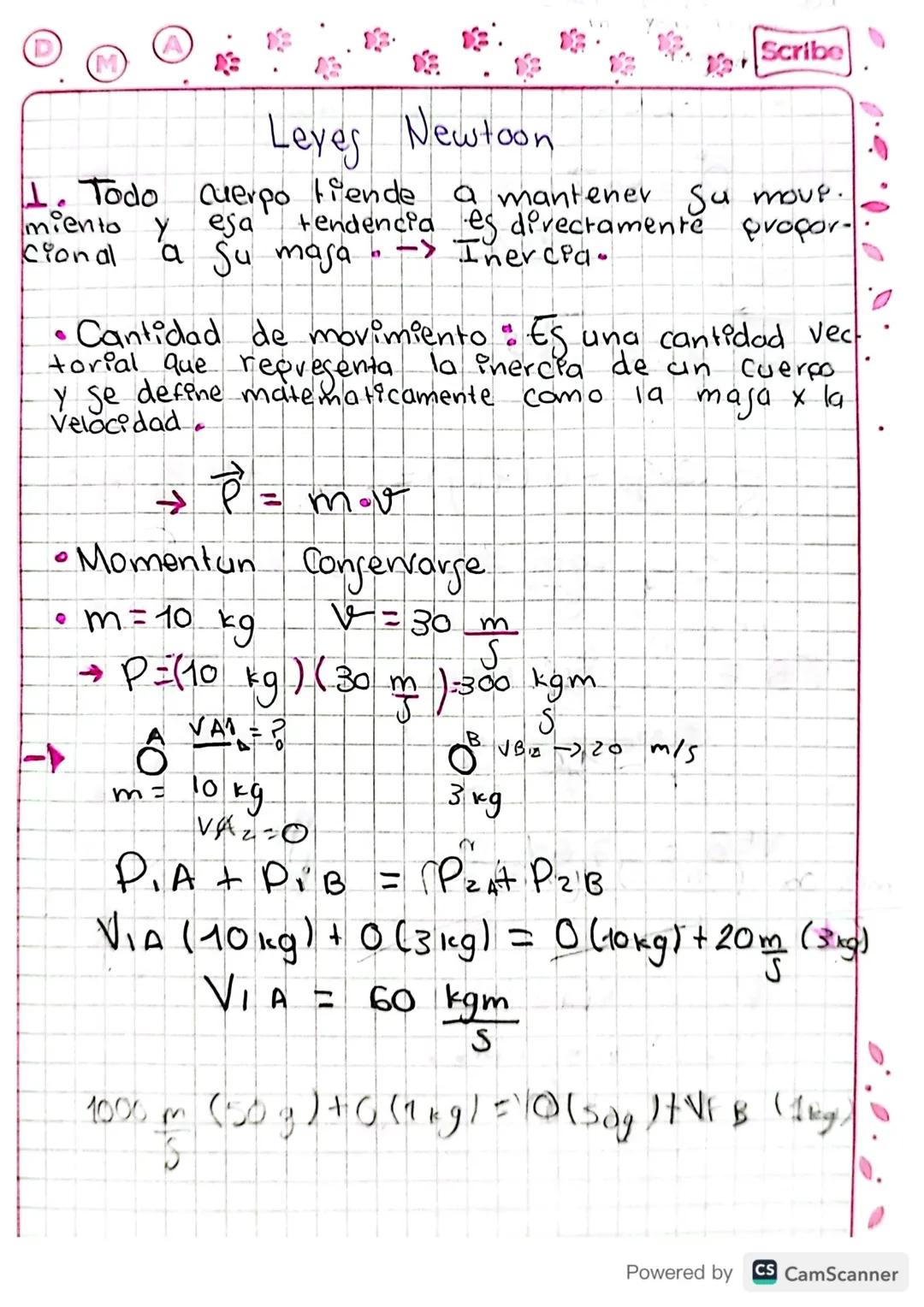 Scribe
Leyes Newtoon
1. Todo cuerpo tiende
miento y esa
Cional
a mantener Su move.
tendencia es directamente
"a Su maja --> Inercia.
ES
proc