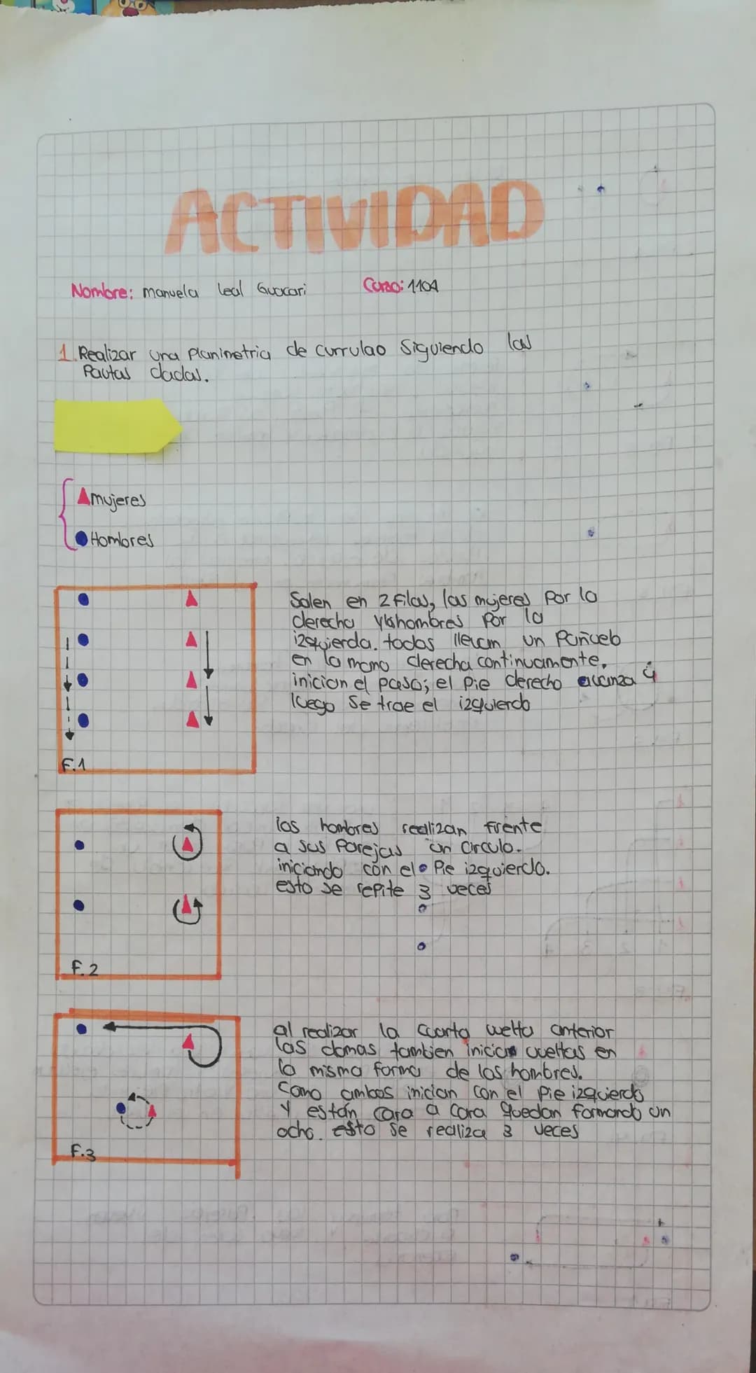 ACTIVIDAD
Nombre: manuela Leal Guacari
Curso: 1104
1. Realizar una Planimetria de currulao Siguiendo las
Pautas dada.
A
2
Amujeres
.
Homores
