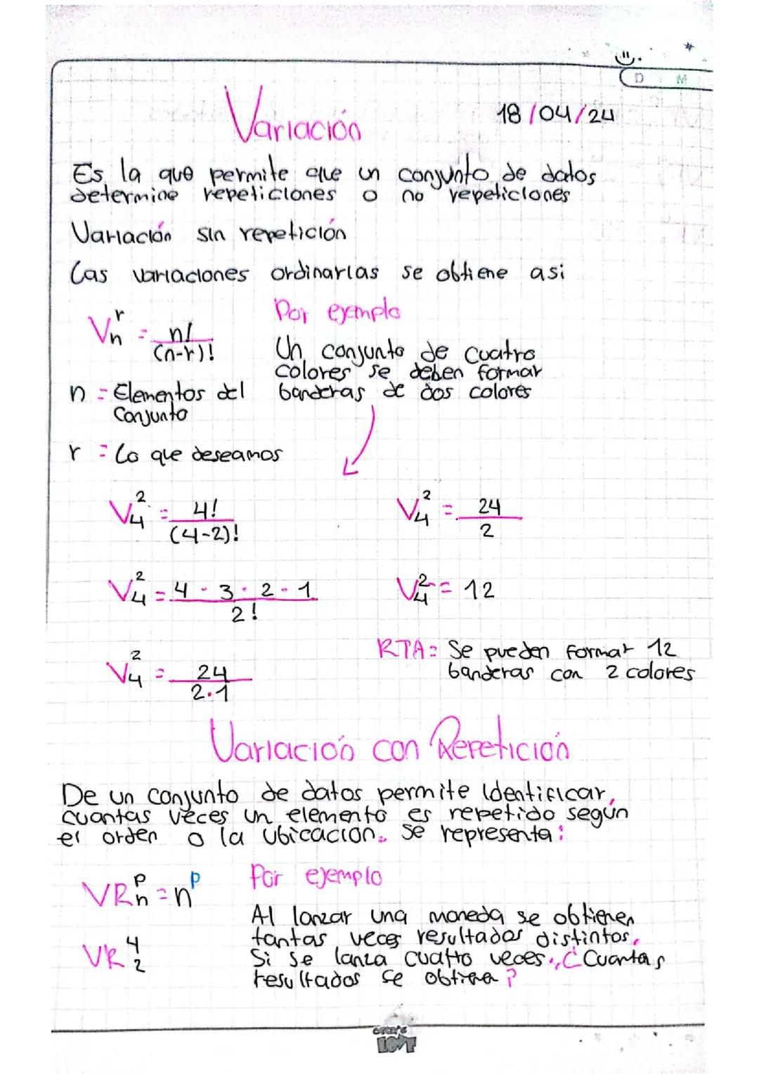 Variación y Variación con repetición 