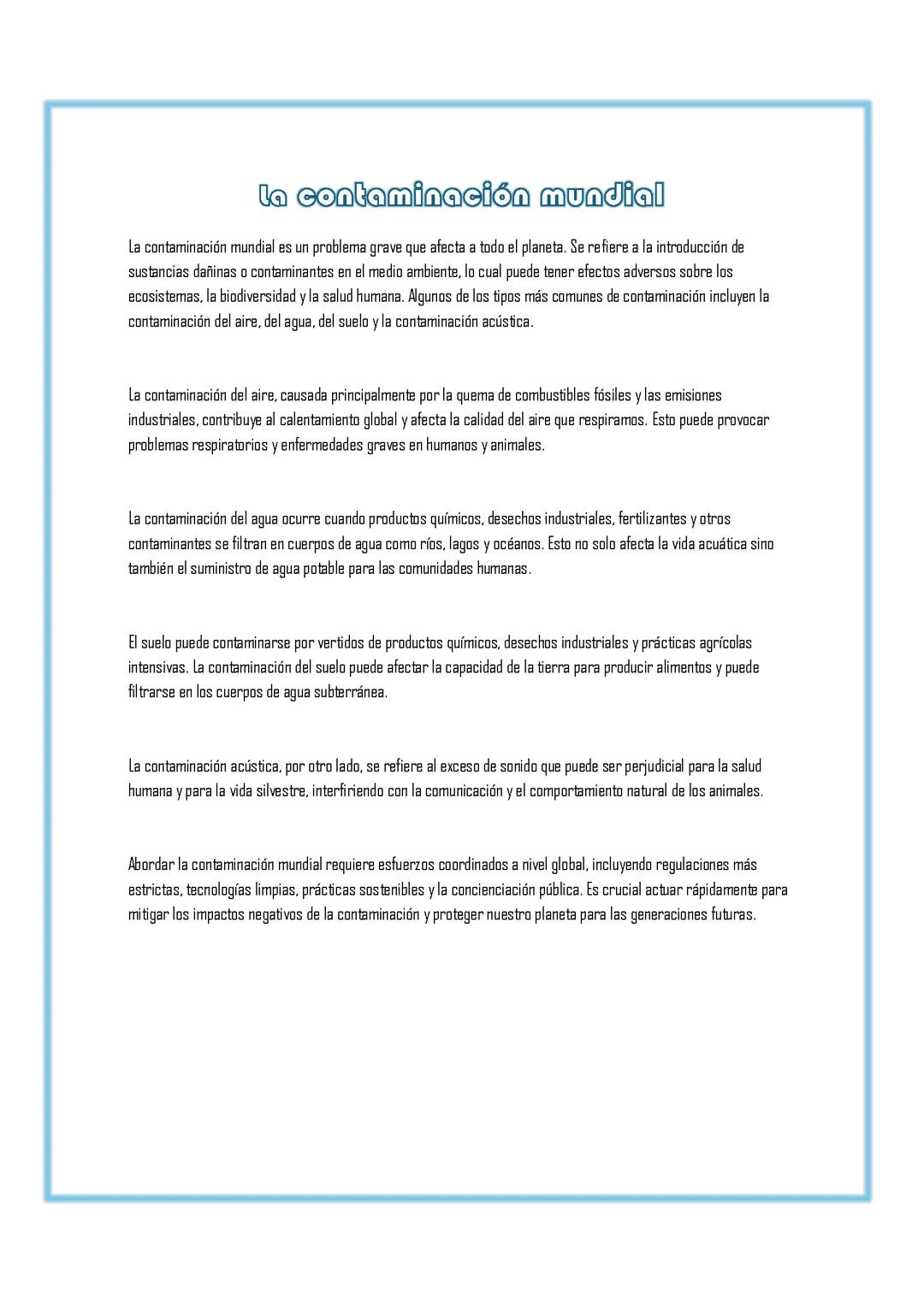 la contaminación mundial