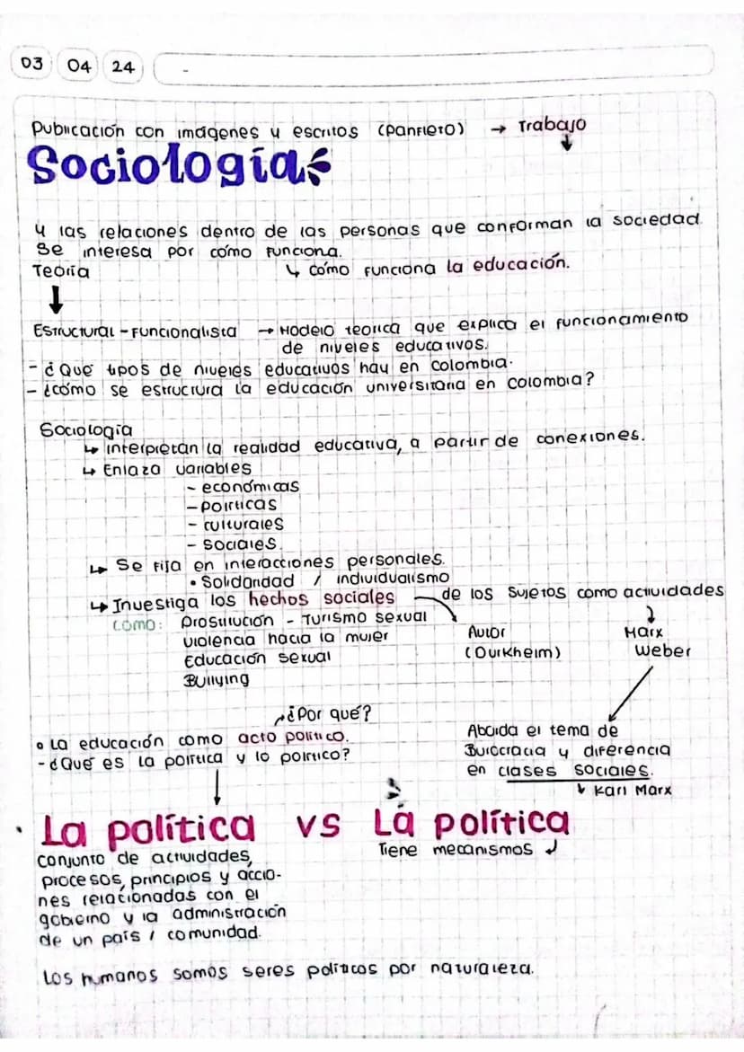 .
03
04 24
Publicación con imágenes y escritos (panfleto)
Sociologías
→ Trabajo
u las relaciones dentro de las personas que conforman la soc