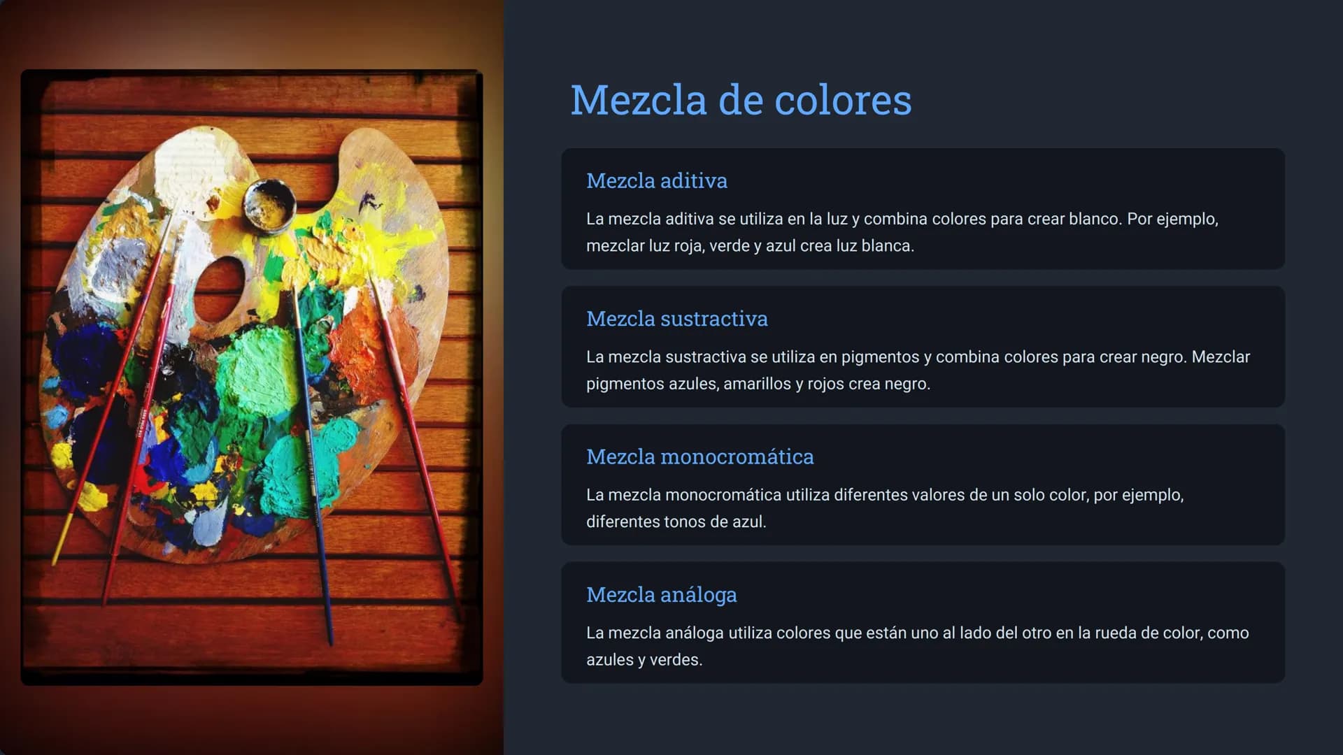 Introducción a la
pintura
La pintura es una forma de arte que utiliza pigmentos para crear
imágenes sobre una superficie. Es una forma de ex