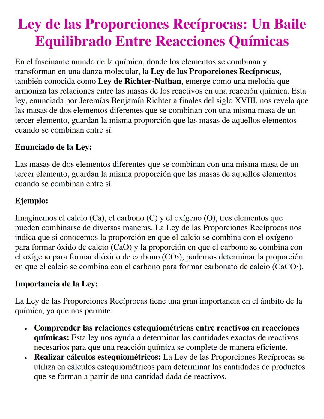 # Ley de las Proporciones Recíprocas: Un Baile
## Equilibrado Entre Reacciones Químicas

En el fascinante mundo de la química, donde los ele
