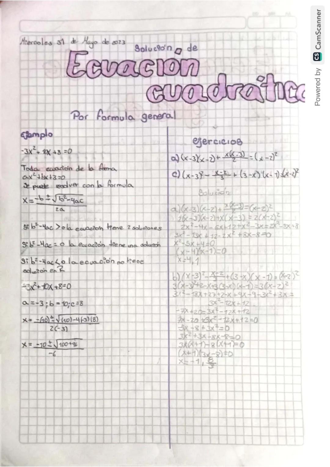 Martes 30 de Mayo de 2013.
Ecuaciones de
2° grado
transforme las siguientes ecuaciones a la form a
ax² + bx + c = 0
x(x-2)-=(x-2)²-4
temas d