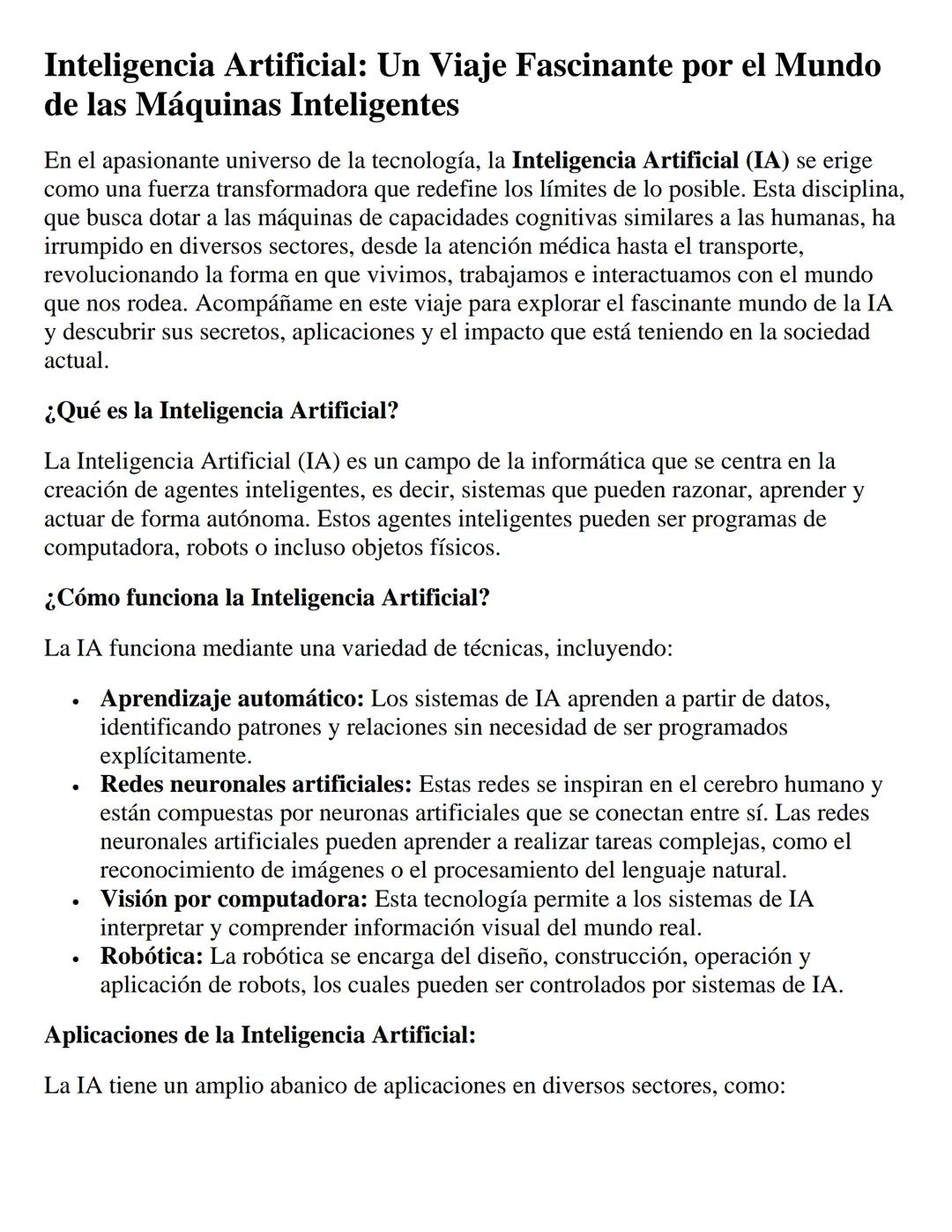 # Inteligencia Artificial: Un Viaje Fascinante por el Mundo
de las Máquinas Inteligentes

En el apasionante universo de la tecnología, la In