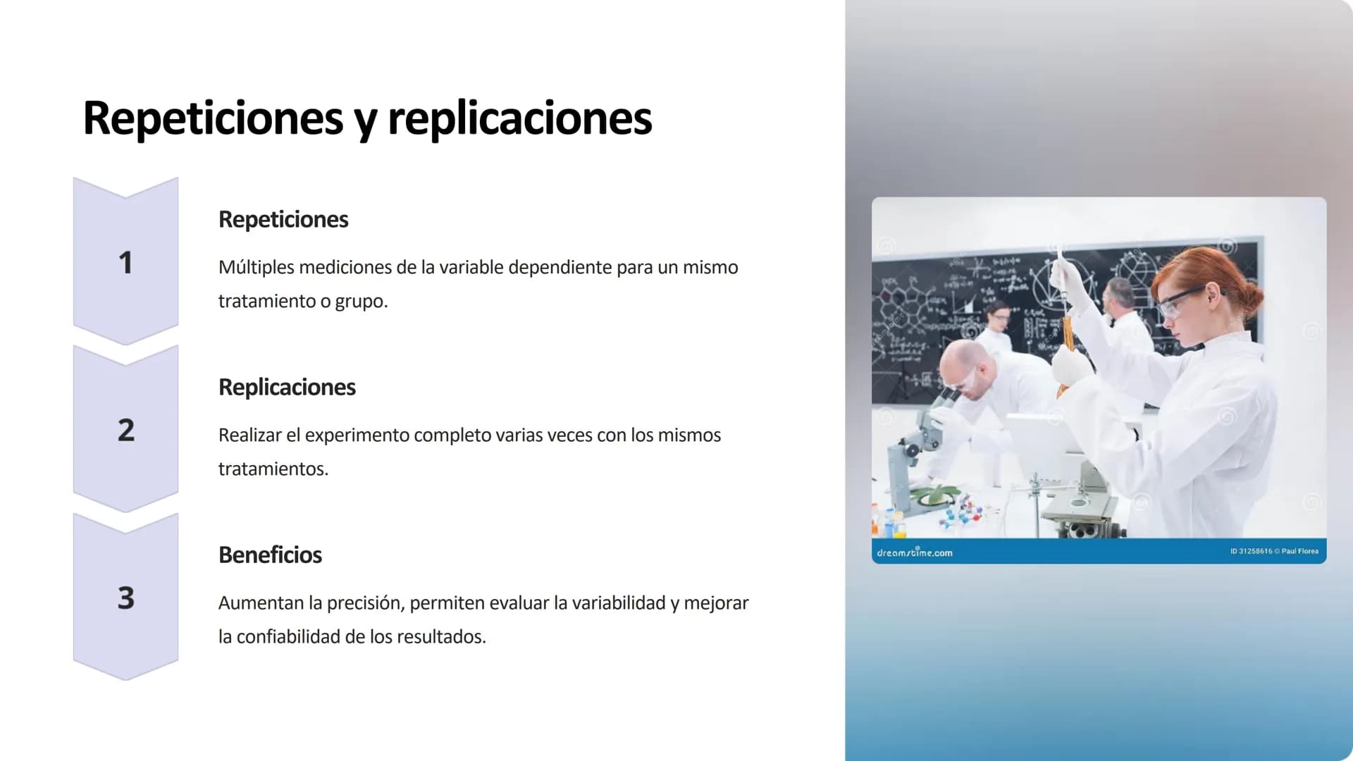 diseño experimental
El diseño experimental es una metodología clave para
obtener resultados confiables y relevantes en la investigación
cien