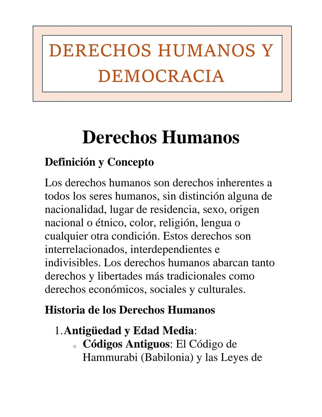 DERECHOS HUMANOS Y
DEMOCRACIA
Derechos Humanos
Definición y Concepto
Los derechos humanos son derechos inherentes a
todos los seres humanos,