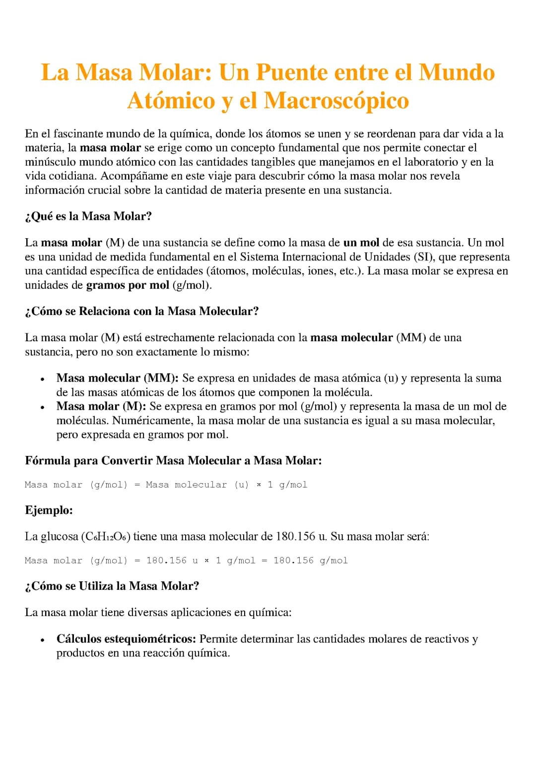 LA MASA MOLAR