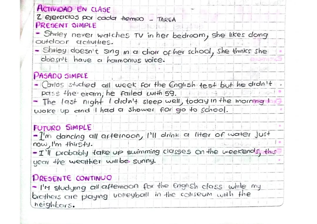 ORACIONES CON TIEMPOS VERBALES