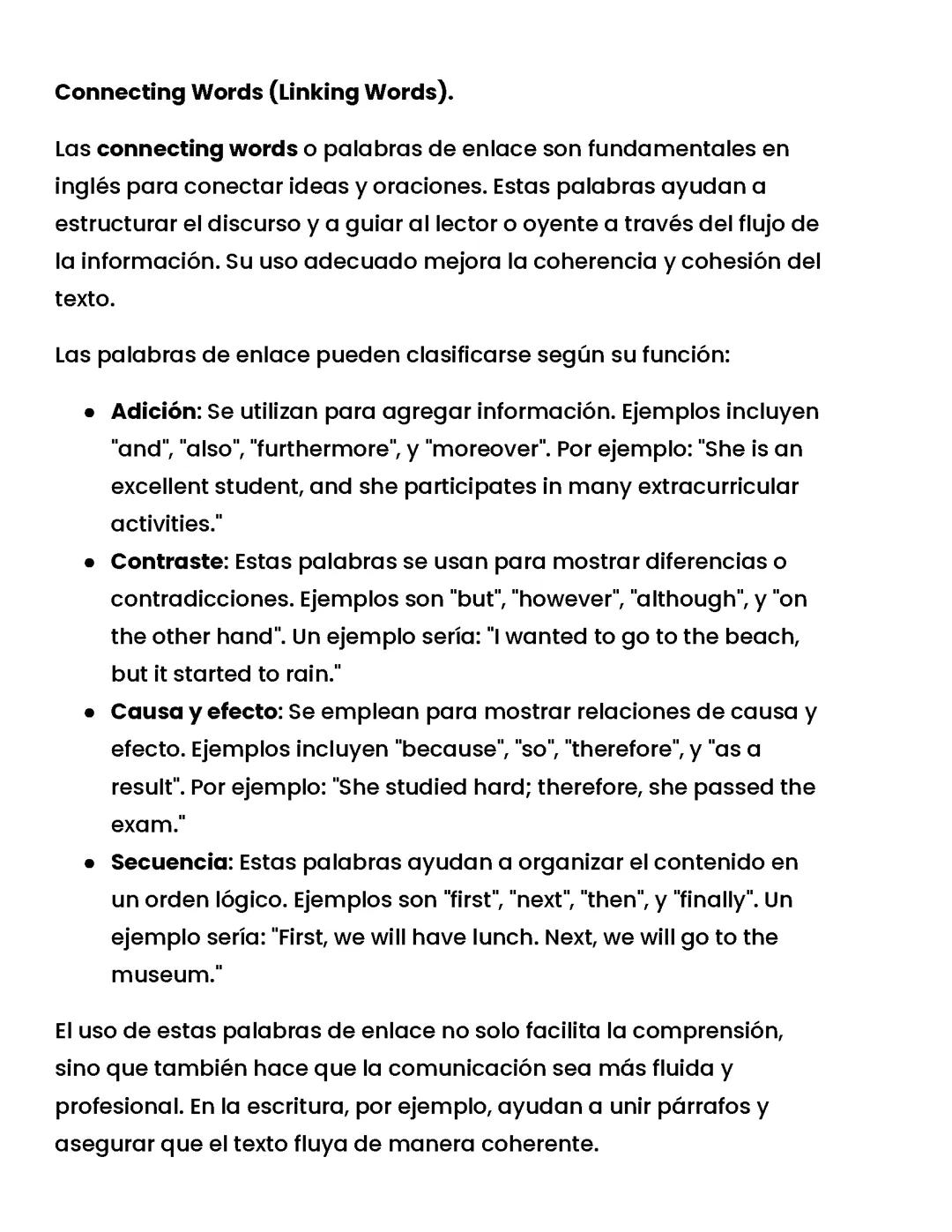 Connecting Words (Linking Words).