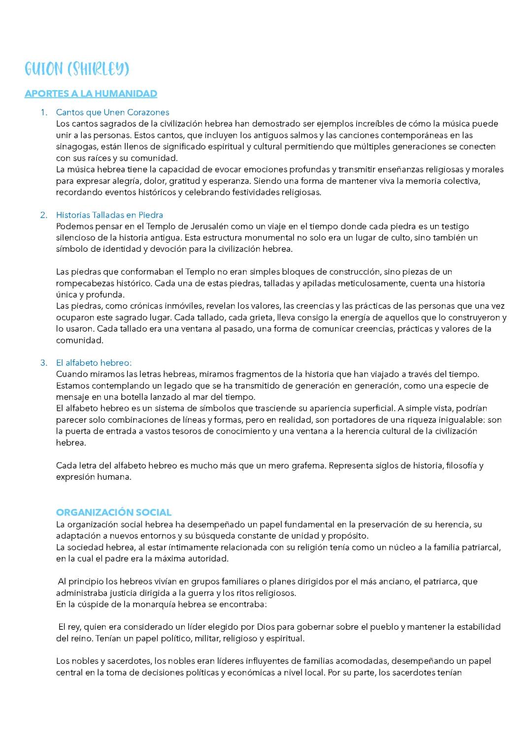 Aportes de la Civilización Hebrea a la Humanidad y su Organización Social