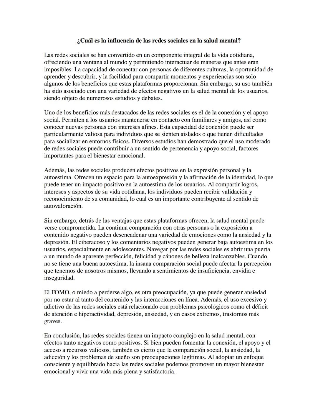 # ¿Cuál es la influencia de las redes sociales en la salud mental?

Las redes sociales se han convertido en un componente integral de la vid