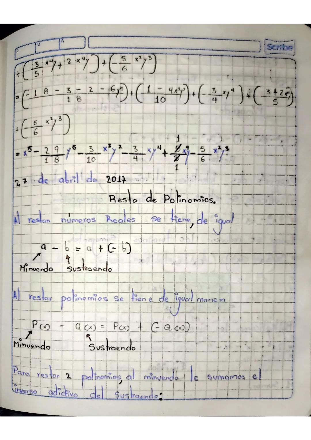 Resta de polinomios
