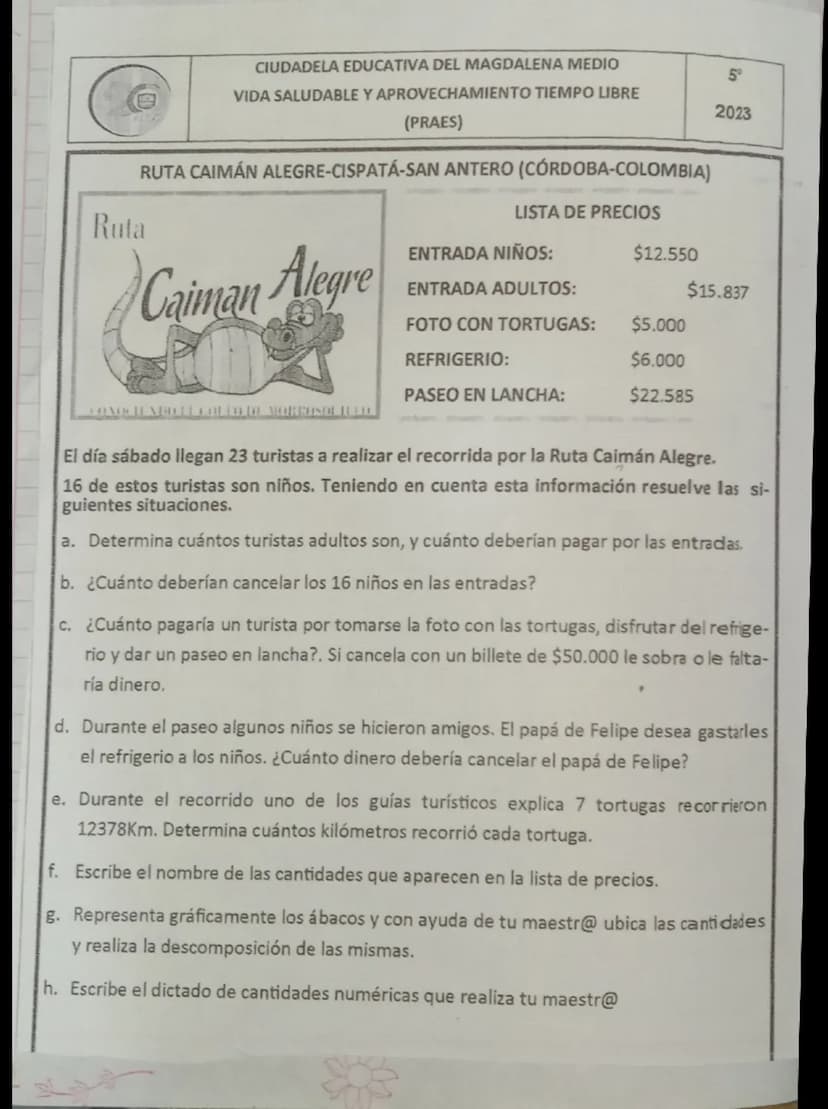 CIUDADELA EDUCATIVA DEL MAGDALENA MEDIO
VIDA SALUDABLE Y APROVECHAMIENTO TIEMPO LIBRE
(PRAES)
5°
2023
Ruta
RUTA CAIMÁN ALEGRE-CISPATÁ-SAN AN