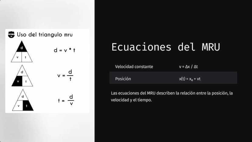 El movimiento rectilíneo uniforme
Y El movimiento rectilíneo
uniformemente acelerado
El movimiento rectilíneo uniforme (MRU) y el movimiento