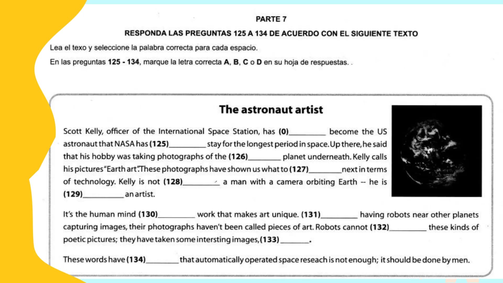 \|/
KIND OF QUESTIONS
EXAM ICFES
SABER 11
PART Y AND PART 7 Edito mis escritos en clase teniendo en cuenta
reglas de ortografía, adecuación 