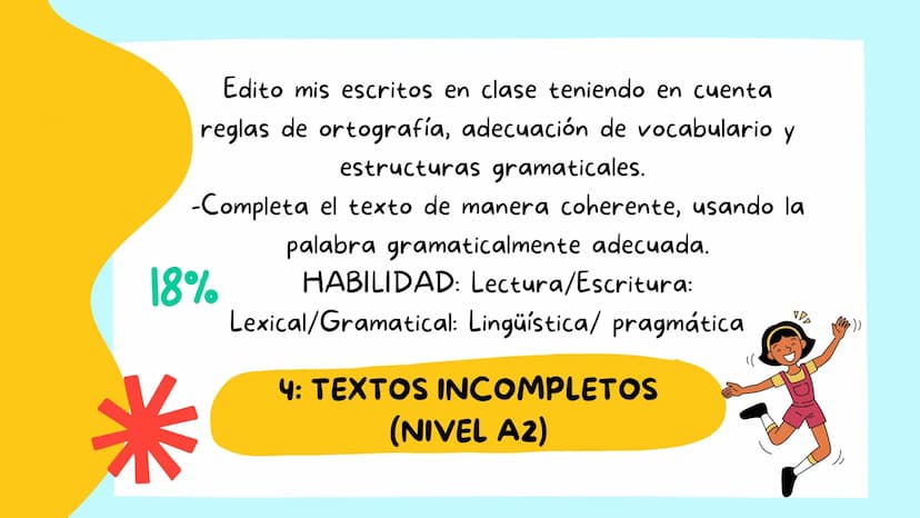 \|/
KIND OF QUESTIONS
EXAM ICFES
SABER 11
PART Y AND PART 7 Edito mis escritos en clase teniendo en cuenta
reglas de ortografía, adecuación 