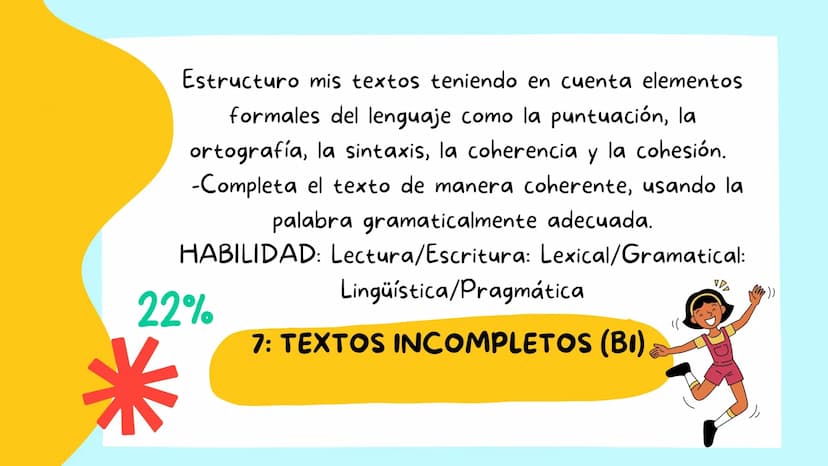 \|/
KIND OF QUESTIONS
EXAM ICFES
SABER 11
PART Y AND PART 7 Edito mis escritos en clase teniendo en cuenta
reglas de ortografía, adecuación 