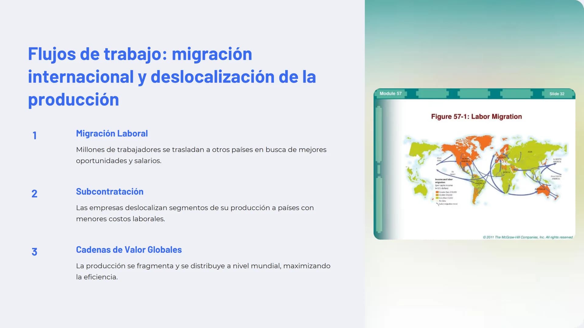 Geografía de la
globalización
La globalización ha transformado profundamente el
mundo, impulsando flujos de capital, trabajo y tecnología
a 