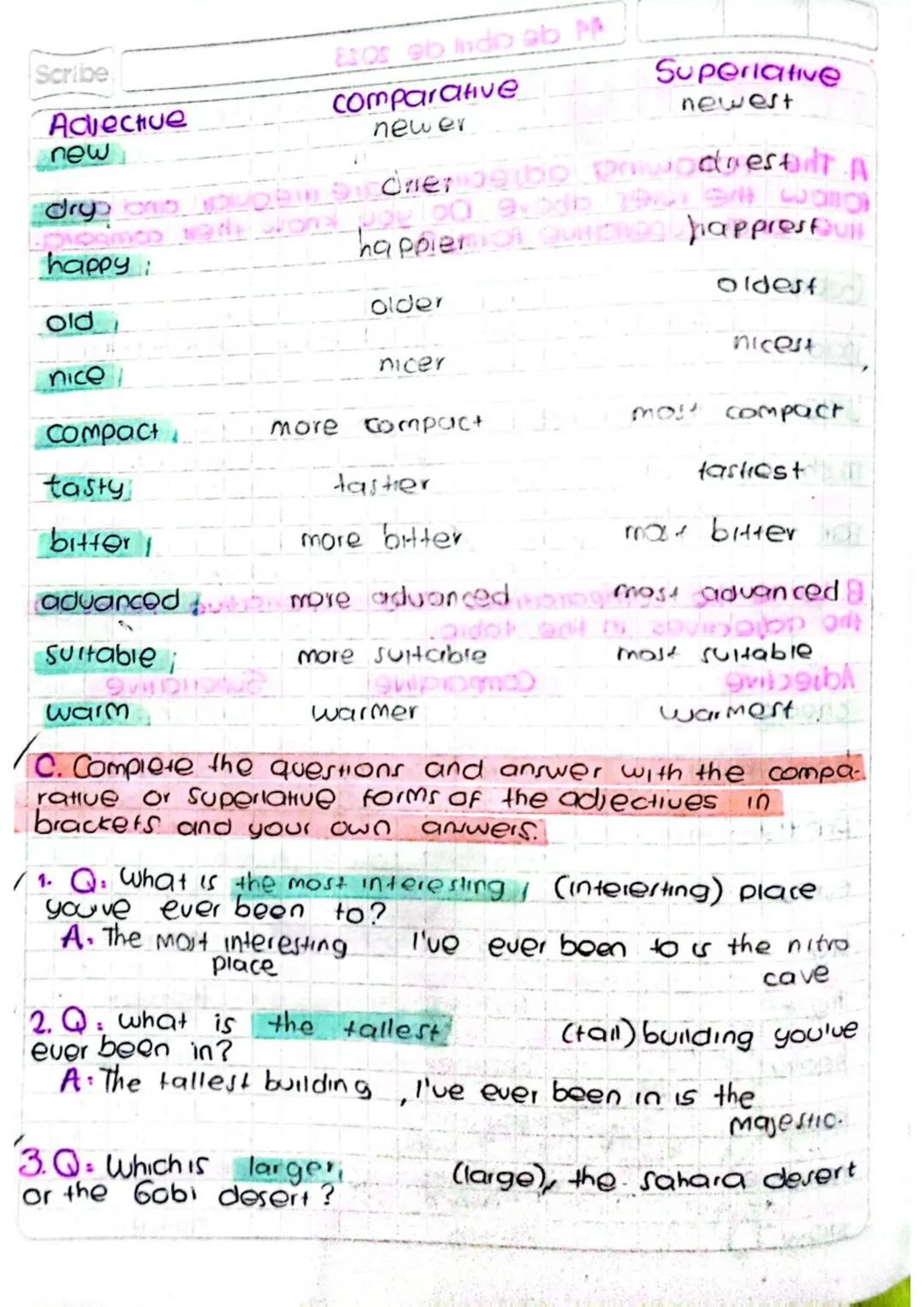 14 de abril de 202.3

Actarity

Scribe

✓A. The following adjectives are irregular and don't
follow the ruies above. Do you know their compa