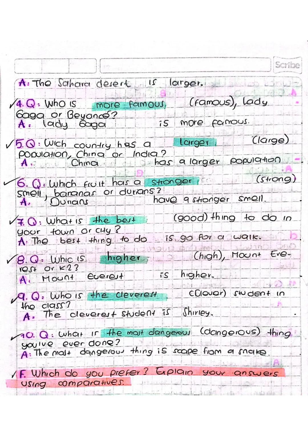 14 de abril de 202.3

Actarity

Scribe

✓A. The following adjectives are irregular and don't
follow the ruies above. Do you know their compa