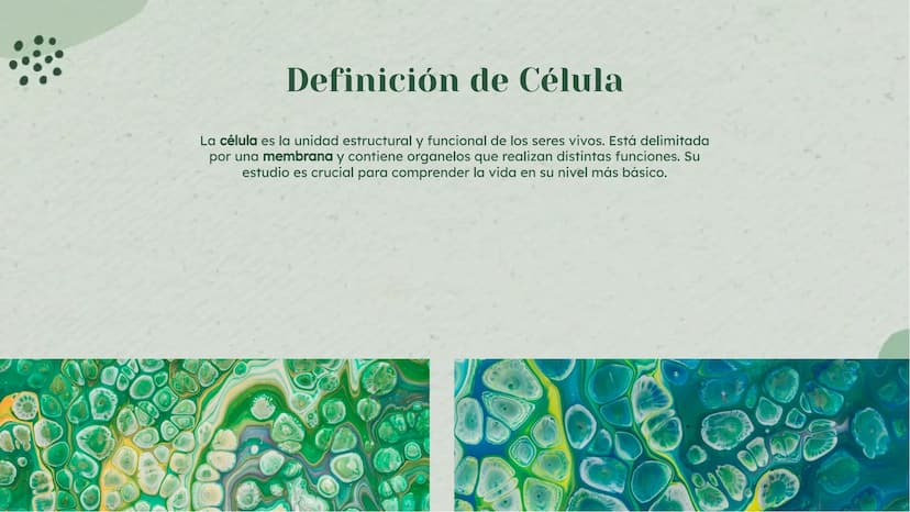 Análisis Detallado de la
Célula: Definición y
Diversidad Celular Introducción
La célula es la unidad fundamental de la vida, con una diversi