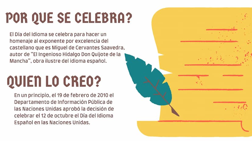 HISTORIA DIA DEL IDIOMA
El Día del Idioma se celebra para hacer un homenaje al exponente por excelencia del
castellano que es Miguel de Cerv