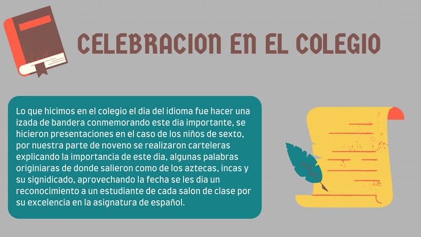 HISTORIA DIA DEL IDIOMA
El Día del Idioma se celebra para hacer un homenaje al exponente por excelencia del
castellano que es Miguel de Cerv