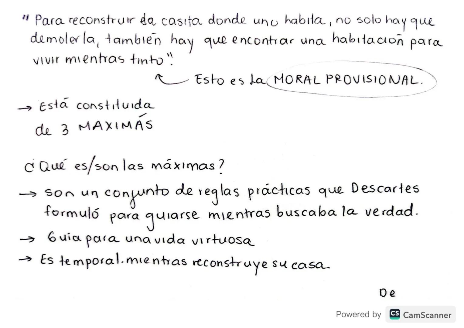 ¿QUIÉN ERA
RENÉ DESCARTES?
Descartes.
Powered by CS CamScanner → Primer filósofo del Renacimiento.
→>>>>
Inauguro como actitud filosófica el