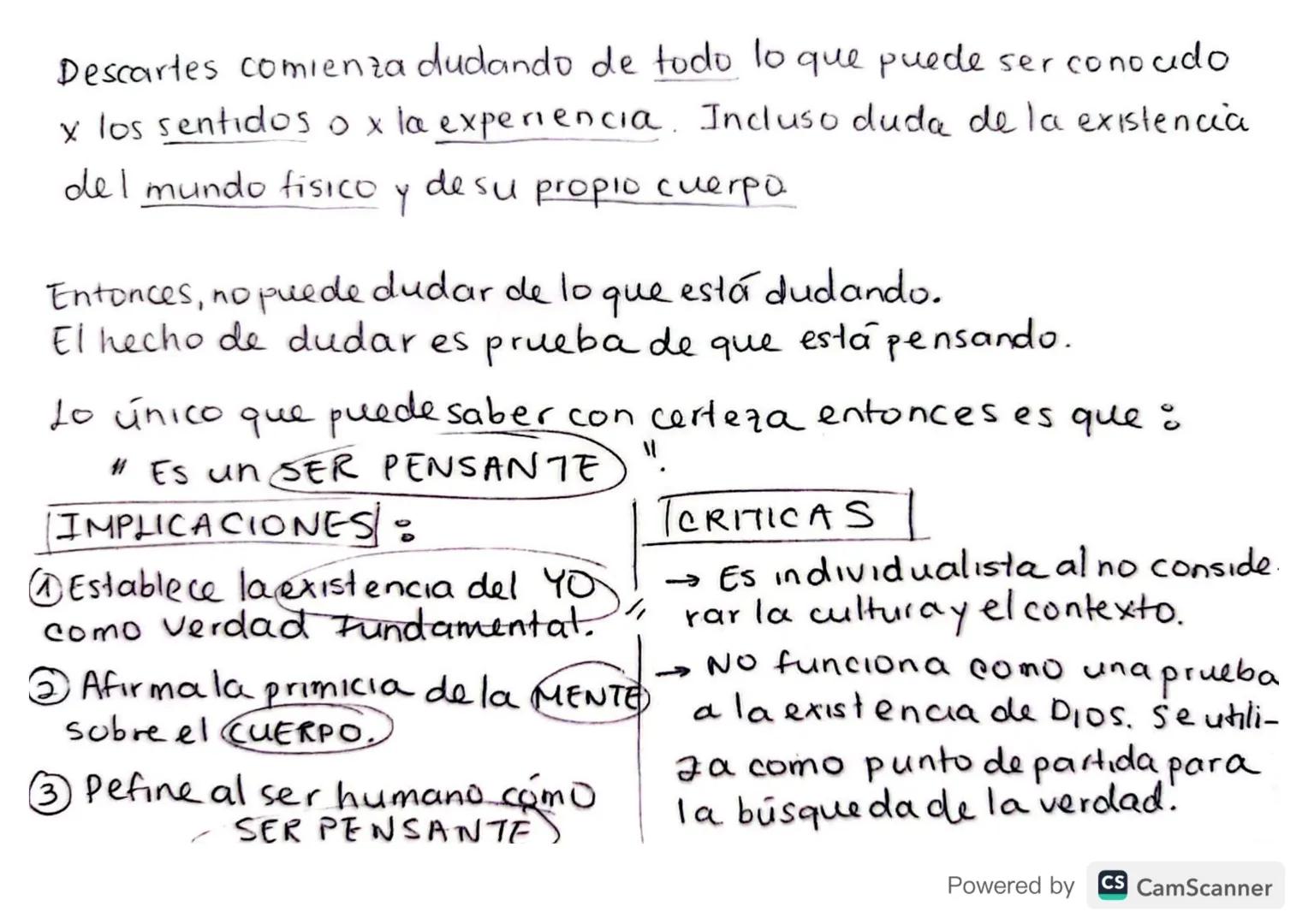 ¿QUIÉN ERA
RENÉ DESCARTES?
Descartes.
Powered by CS CamScanner → Primer filósofo del Renacimiento.
→>>>>
Inauguro como actitud filosófica el