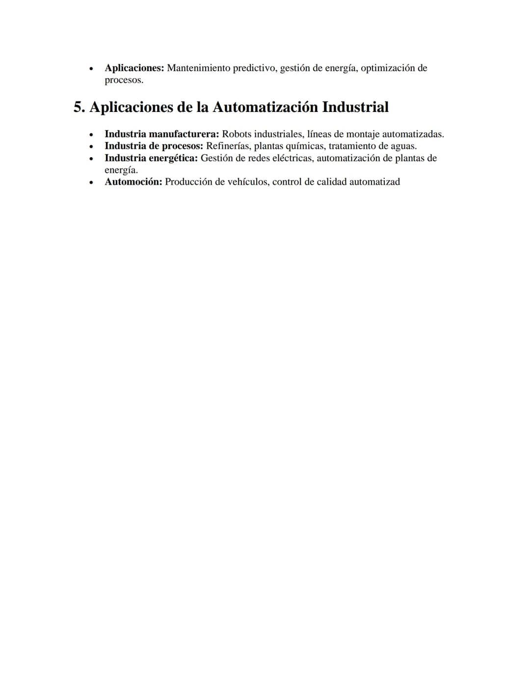 Automatización y Control Industrial
APUNTES//
1. Definición y Objetivos
•
•
Automatización Industrial: Uso de sistemas de control (como comp