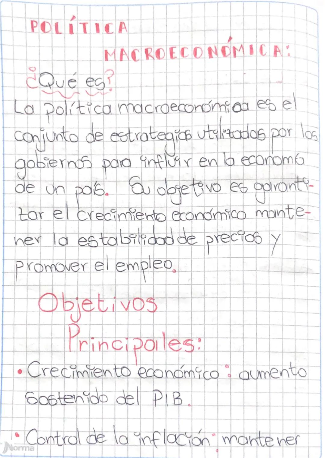 POLÍTICA
MACROECONOMICA:
¿Qué es?
La Política macroeconómica es el
conjunto de estrategias utilizados por los
gobiernos para influir en la e