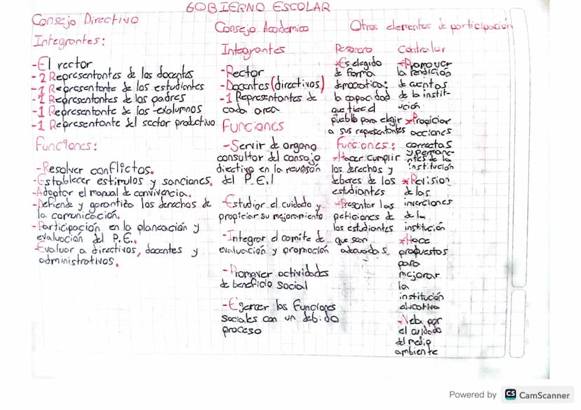 Consejo Directivo
Integrantes:
-El rector
GOBIERNO ESCOLAR
- 2 Representantes de los docentes
-I Representante de los estudiantes
- Represen
