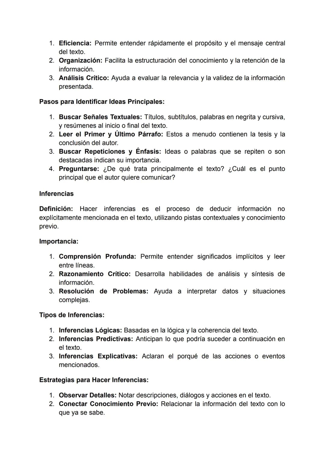 Comprensión Lectora, Identificación de Ideas Principales e
Inferencias
Comprensión Lectora
Definición: La comprensión lectora es la capacida