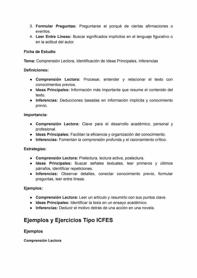 Comprensión Lectora, Identificación de Ideas Principales e
Inferencias
Comprensión Lectora
Definición: La comprensión lectora es la capacida
