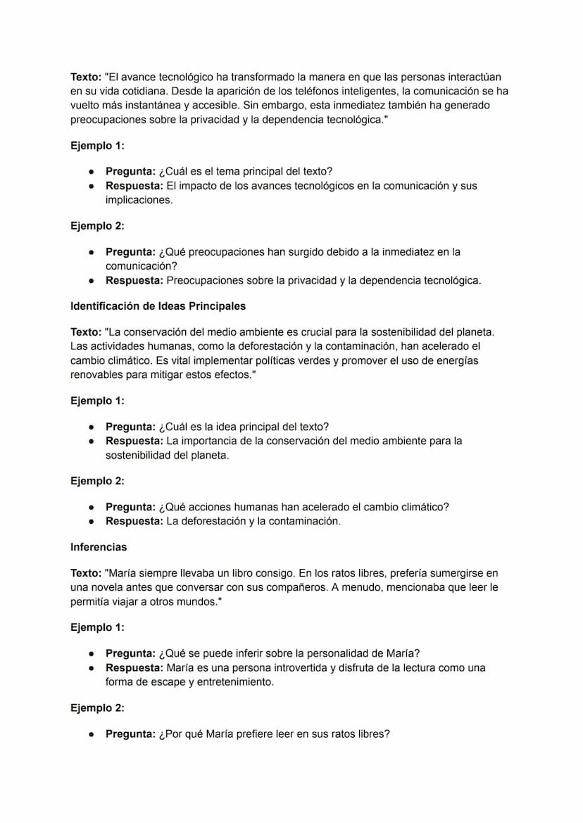 Comprensión Lectora, Identificación de Ideas Principales e
Inferencias
Comprensión Lectora
Definición: La comprensión lectora es la capacida