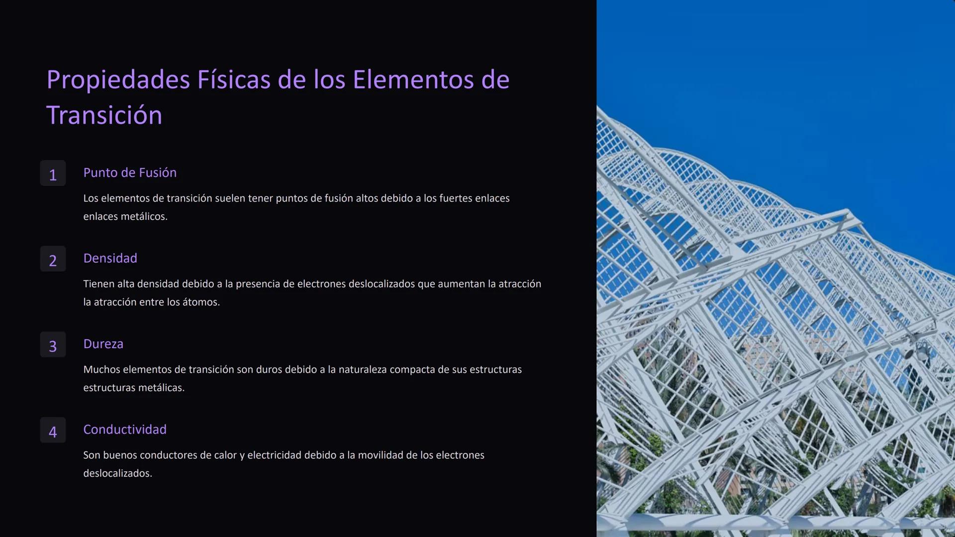 Química de los
Elementos de
Transición
Los elementos de transición se encuentran en el bloque d de la tabla
la tabla periódica. Se caracteri