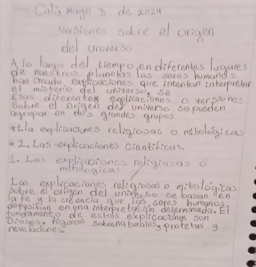 Calis mago 3 de 2024
Versiones sobre el
del universo
origen
A lo largo del tiempo en diferentes lugares
de nuestros planetas los seres human