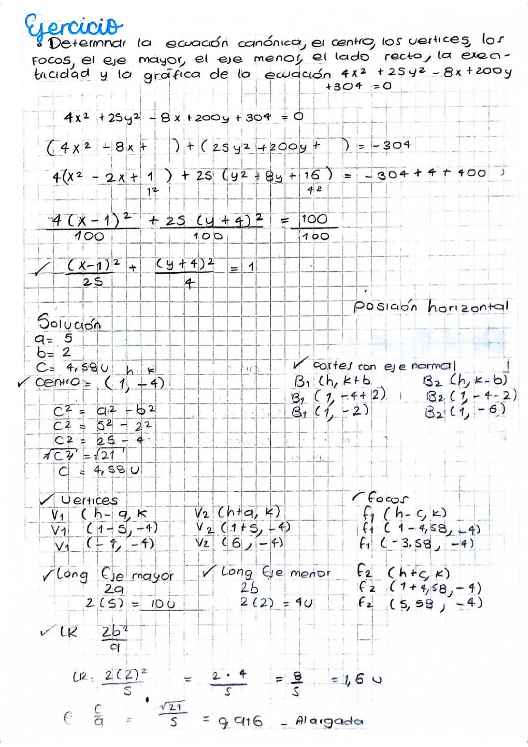 Ejercicio sobre ecuación canónica