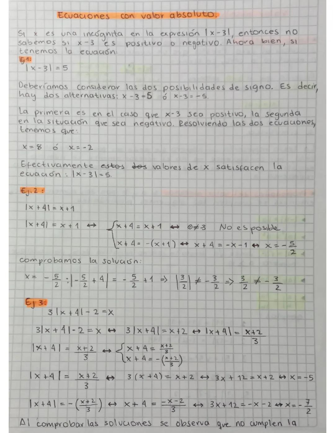 Ecuaciones con valor absoluto