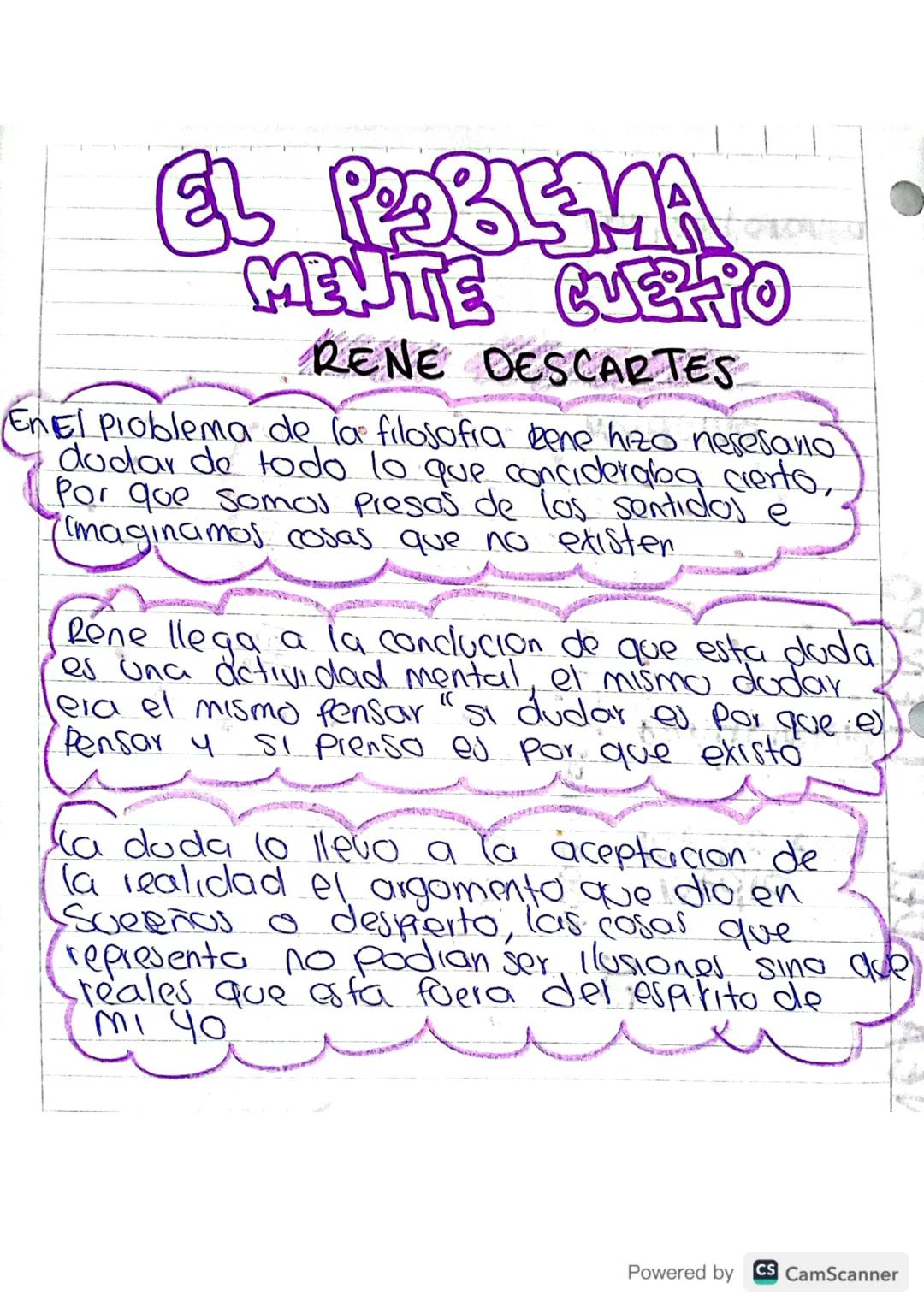 # EL PROBLEMA
MENTE CUERPO

RENE DESCARTES

EnEl problema de la filosofia dene hizo nesesano
dudar de todo lo que concideraba cierto,
Por qu