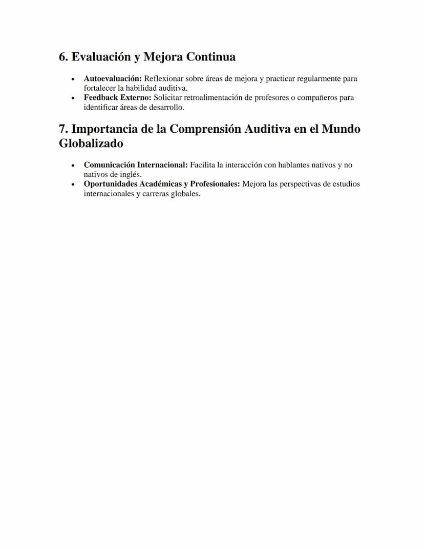Comprensión Auditiva en Inglés
APUNTES//
1. Importancia de la Comprensión Auditiva
•
Habilidades Receptivas: Escuchar y comprender son funda