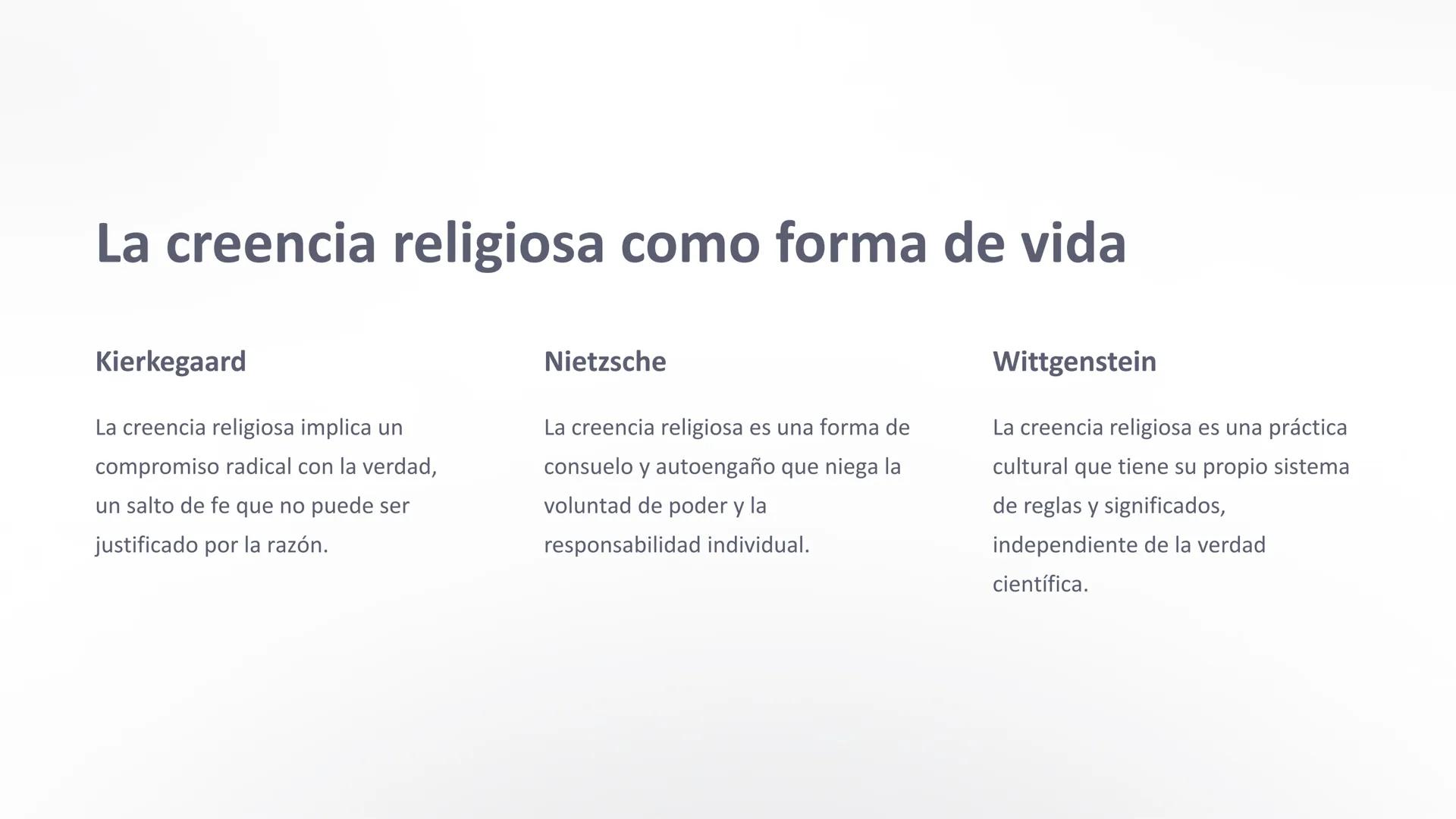 Filosofía de la religión:
Kierkegaard, Nietzsche y
Wittgenstein
Este recorrido explorará la relación entre la filosofía y la
religión a trav