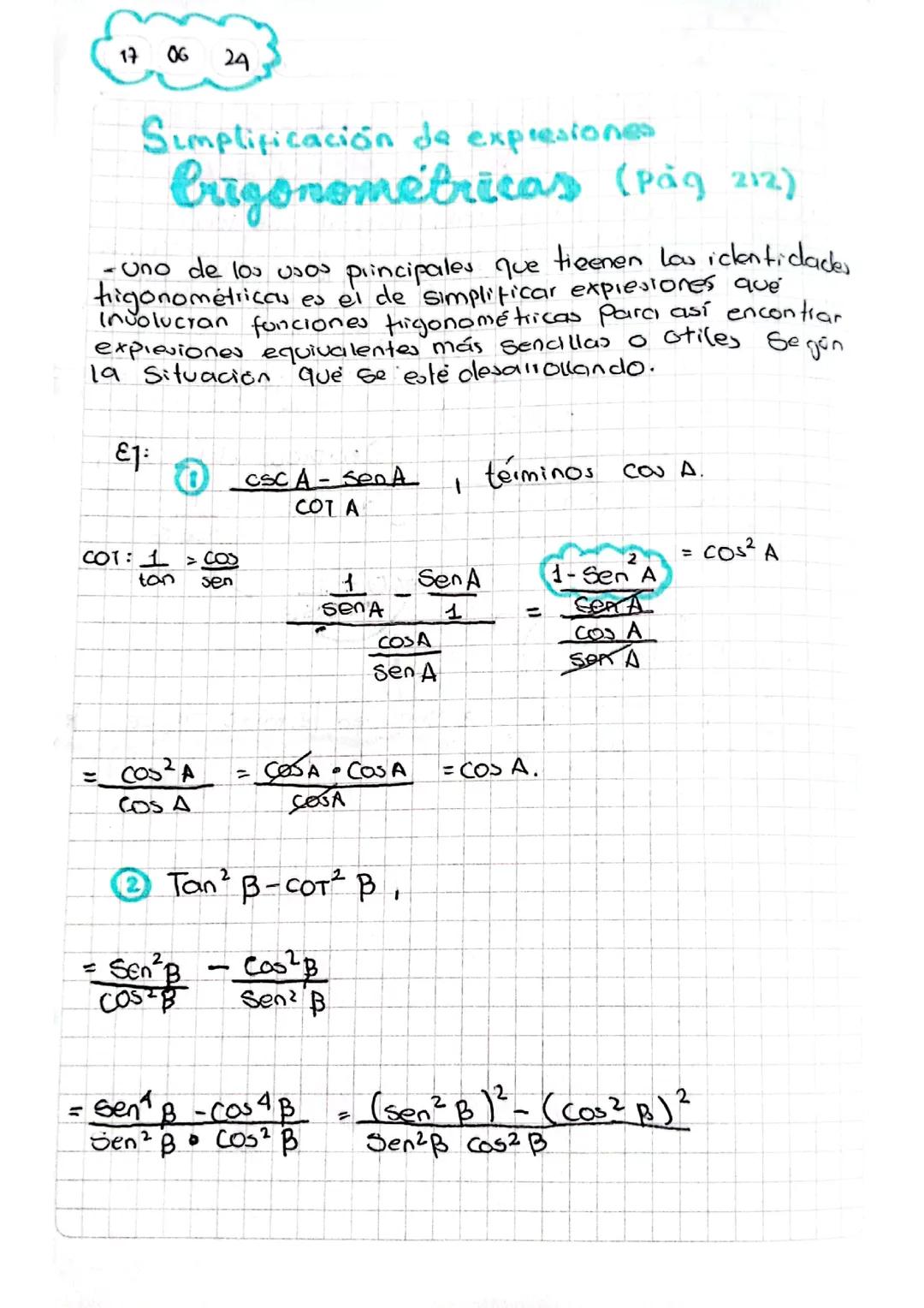 Simplificación de expresiones trigonométricas