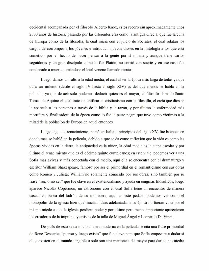 LA FILOSOFÍA VISTA POR SOFÍA
Normalmente cuando hablamos de la filosofía tenemos el habito de estar hablando o
estudiando un conjunto de ref