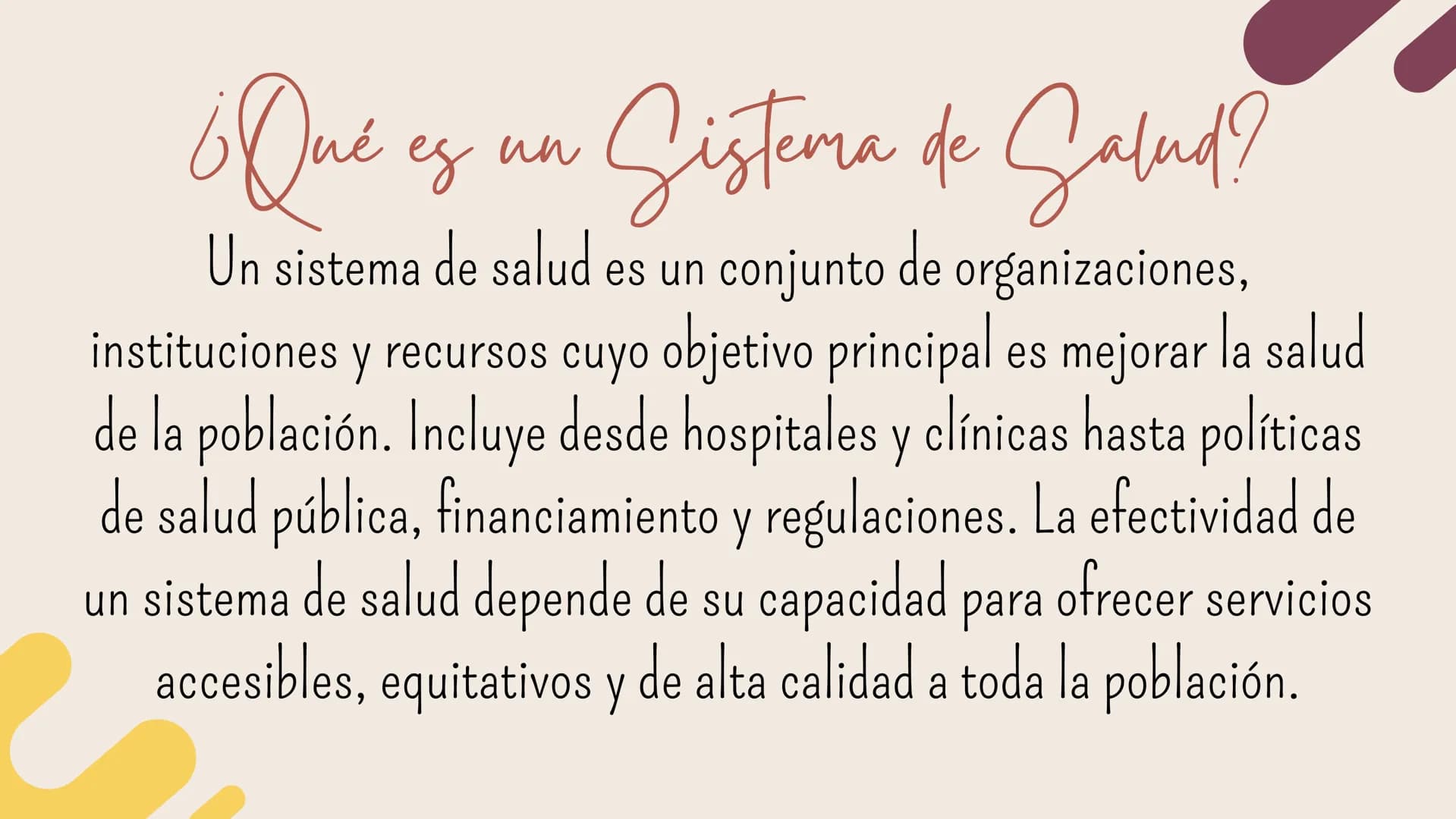Sistema De
Galud ¿Qué es un Sistema de Salud?
And?
ед
Un sistema de salud es un conjunto de organizaciones,
instituciones y recursos cuyo ob
