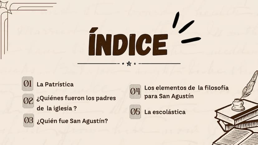 LA FILOSOFÍA
DURANTE EL SIGLO VIII
Analizamos la influencia del cristianismo durante la época... INDICE
01 La Patrística
02 ¿Quiénes fueron 