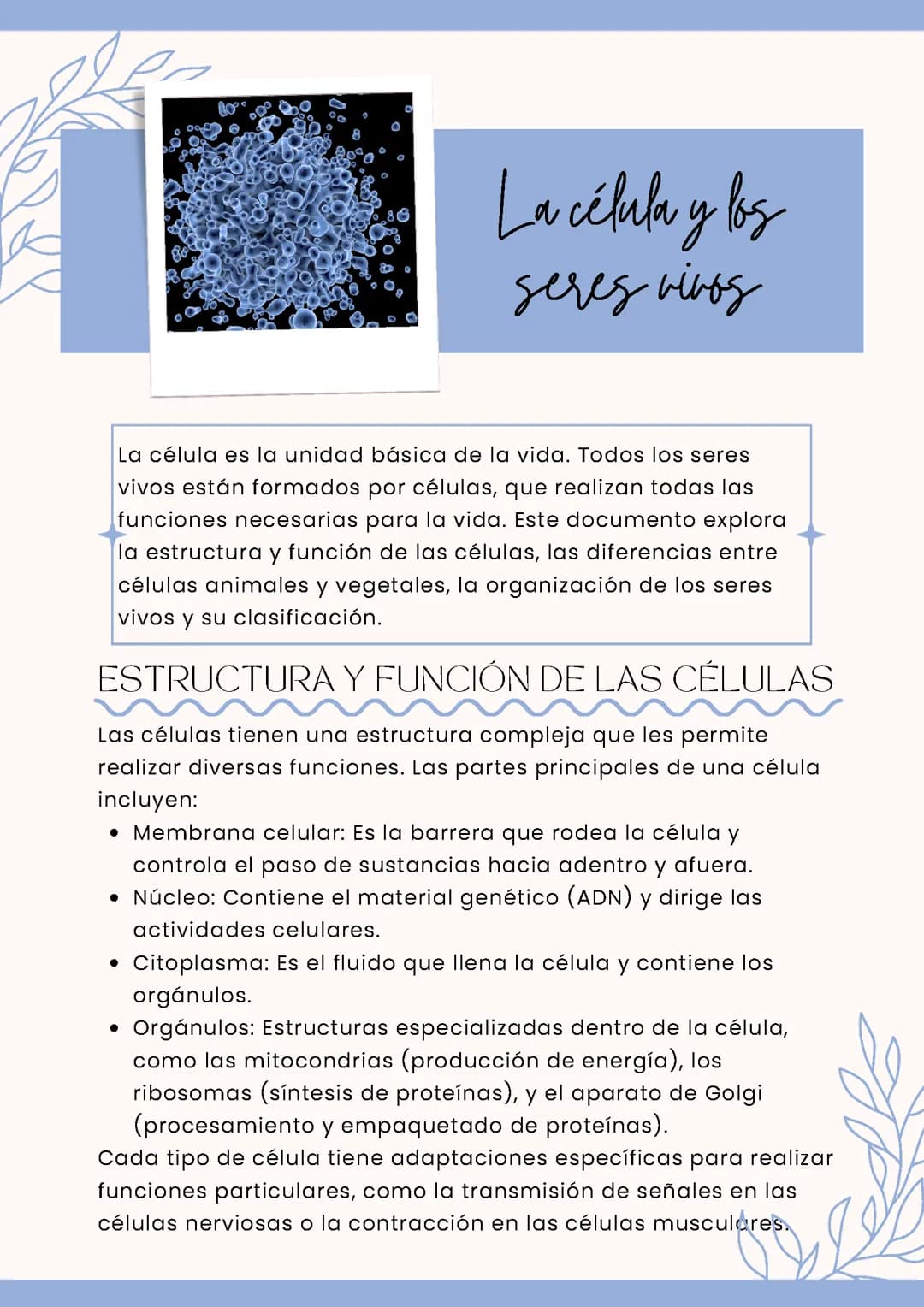 La célula y los seres vivos