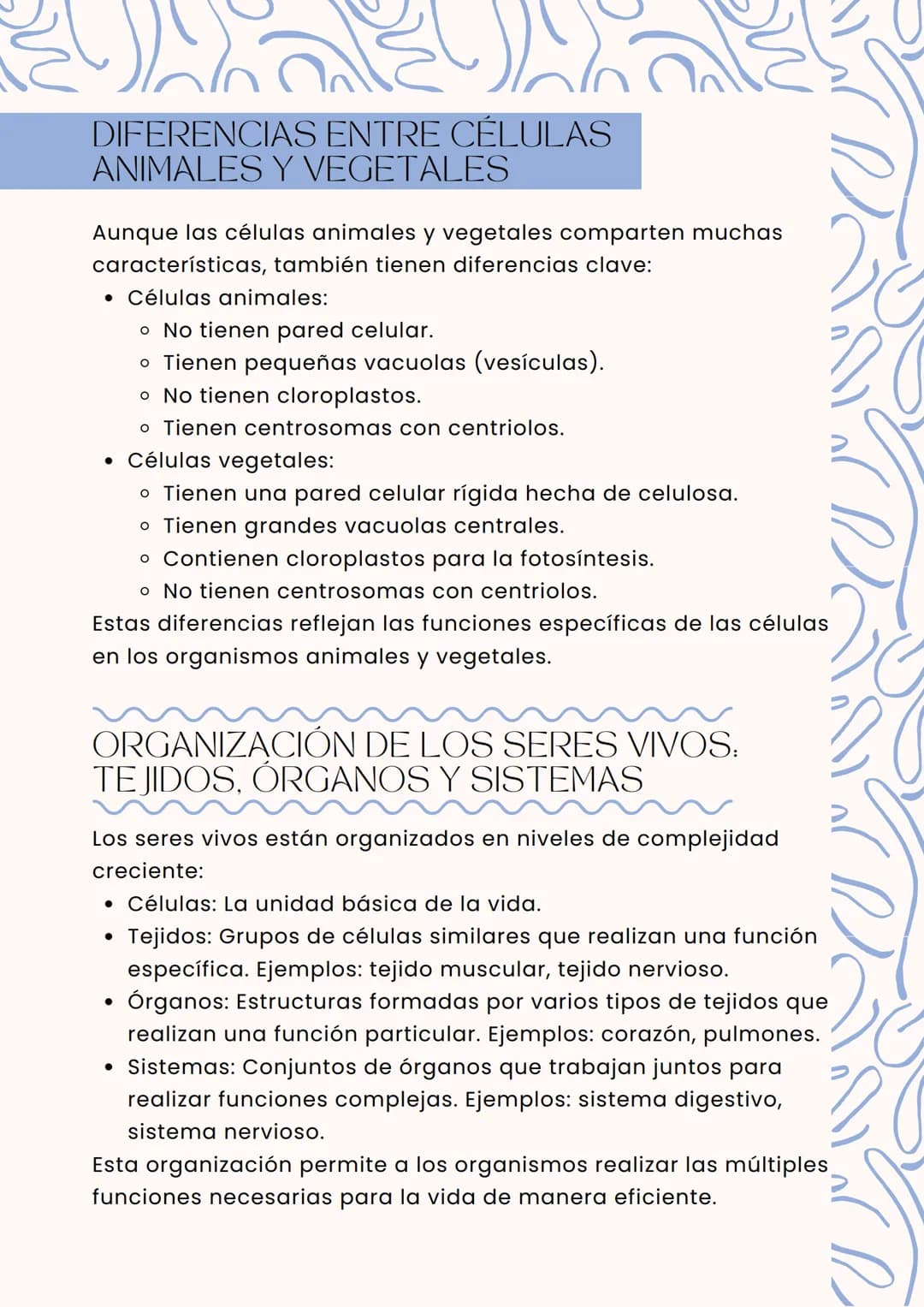 вод
La célula y bs
seres vivos
La célula es la unidad básica de la vida. Todos los seres
vivos están formados por células, que realizan toda